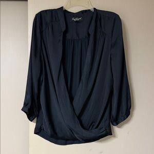 Gloria Vanderbilt Navy Draped Blouse
